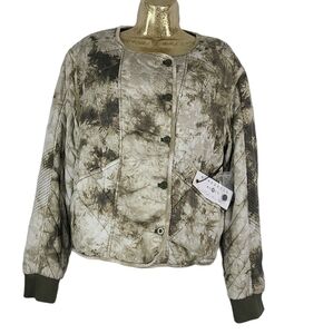 NWT Marrakech by Anthropologie Green Tie-Dye Quilted Moto Jacket Women’s Medium‎